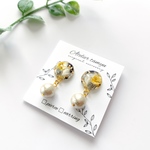 大人なイエロー&パール ピアス/イヤリング