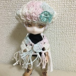 にじいろベレーとストールセット水色