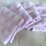 ◼︎881 Pile In Gauzeふわとろミニハンカチゆるかわうさぎ  名前タグ