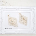 ビジューとアンティークレースの菱形ピアス/イヤリング＊