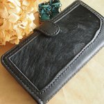 　mikiさまオーダー　本革 レザー　スマホケース　 アリゾナブラック×ハラコ