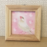 桜の花びらとシナモン文鳥【パステルアート】