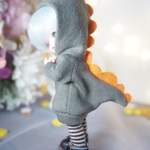 オビツ11　恐竜パーカーワンピース　カーキ