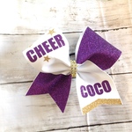 キラキラチアリボンパープル♡CHEER BOW名前チーム名オーダー
