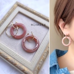 ✴︎NEW!✴︎ミックスパーツのフープピアス（カラー:ゴールド×ピンクベージュ）※イヤリングフープタイプ変更可能