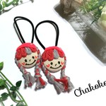 キッズヘアゴム ピンクグレー くるみボタン ヘアゴム