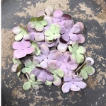 【5枚花びら 30枚】あじさいの花びら パーツ  アンティーク ラベンダー＆グリーン系