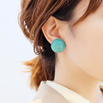 【 chimie vintage-469 】ドイツヴィンテージターコイズグリーンイヤリング・樹脂ピアス