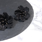 アクリル フラワー ブラック お花 パーツ  ピアス 素材