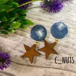 デニム✖️ウッド ピアス イヤリング