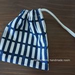 再販♡　〇一期一会の巾着祭り〇　小さめ巾着　コップ袋　巾着　北欧風格子柄　ネイビー　おまけのマスク１枚付き♥