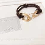 ▷送料無料◁ゴールドチェーンとリングのヘアゴム【brown】