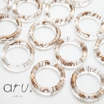 [S1904-5]【20個】 クリア フープ アンティーク調ゴールドライン 24mm アクリル パーツ 