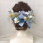 【miduki75様 専用出品】light blue green yellow tulle ribbon ヘッドドレス