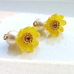 コットンパールの揺れる＊夏待ちひまわりのピアス