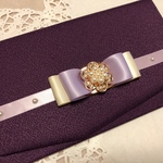 1点のみ！バイカラーリボンとフラワービジューの袱紗⑦/パープル