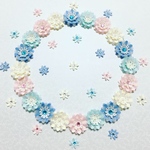 お花シール❁︎40枚❁︎半透明mix pink＆blue＆cream