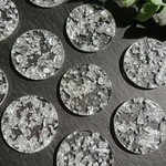 【4個】 30mm クリア シルバー 銀箔 1穴 チャームプレート