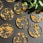 【4個】 30mm クリア ゴールド 金箔 1穴 チャームプレート