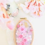 🌸桜と金の鳥、刺繍フレーム飾り