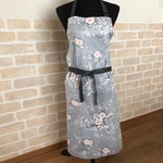 大人 花柄  グレージュ エプロン