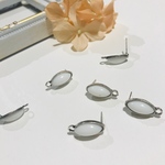 シルバー オーバル  カボション カン付き ピアス 3組6個 ホワイト