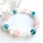 再販3＊春色カラーなピンク×グリーンが可愛い♡ローズクォーツとグリーンフローライトのパワーストーンブレスレット＊華ブレス