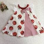 100 リンゴのチュニック フリルリボンt  赤 フレアTシャツ