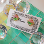キラキラダイヤピアス(ピンクグリーン)