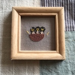 つばめのひな刺繍ミニ額