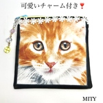 可愛いニューヨーク猫ちゃんのスクエアポーチ〈天使のお顔〉