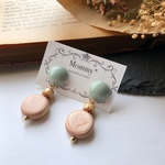 ペールグリーン×wood ピアス・イヤリング