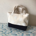 帆布トートバッグ 水玉×紺