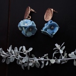 アンティークカラーの紫陽花ピアス
