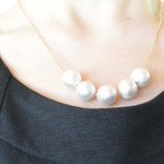 cotton pearl simple necklace【white】