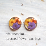 まるい押し花耳かざり（イヤリングorピアス）　その25