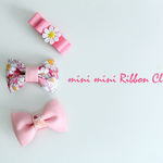 【Kids＆baby】リバティ☆ピンクのmini miniリボンのヘアクリップ（滑り止め付）