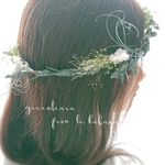 花かんむり < 小葉ユーカリ & パウダーグレイ> 花嫁ヘッドドレス