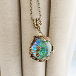 Faceted Glass Domed Cabochon　デザインネックレス　