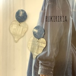 RUKIRIRIA #256 デニムピアス  ハートピアス 大ぶりピアス 大ぶりイヤリング 