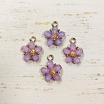 【4個】お花のキラキラチャーム    パープル