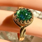 再々販・・Vintage glass green ファイアオパール ring