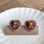 クリアブラック×ローズ ヴィンテージ風 ハートのリング