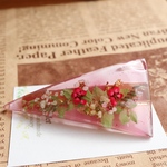 ナチュラルピンクフラワー三角ヘアクリップ