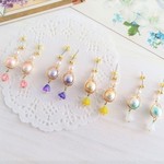 パステルチーク・コットンパールとお花のピアス