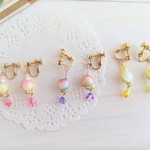 春待ちパステルシェルとお花のイヤリング
