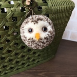 フクロウのぽんぽんキーホルダー