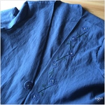 手刺繍の綿麻ひとつボタンロングカーディガン （AHC1）