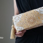 シルク帯　2wayクラッチバッグ＆ ハンドバック　絹帯 リメイク　 結婚式やパーティー、日常使いにも。