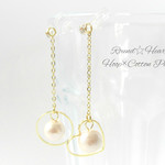 *311*Round☆Heart Hoop×Cotton Pearl earring